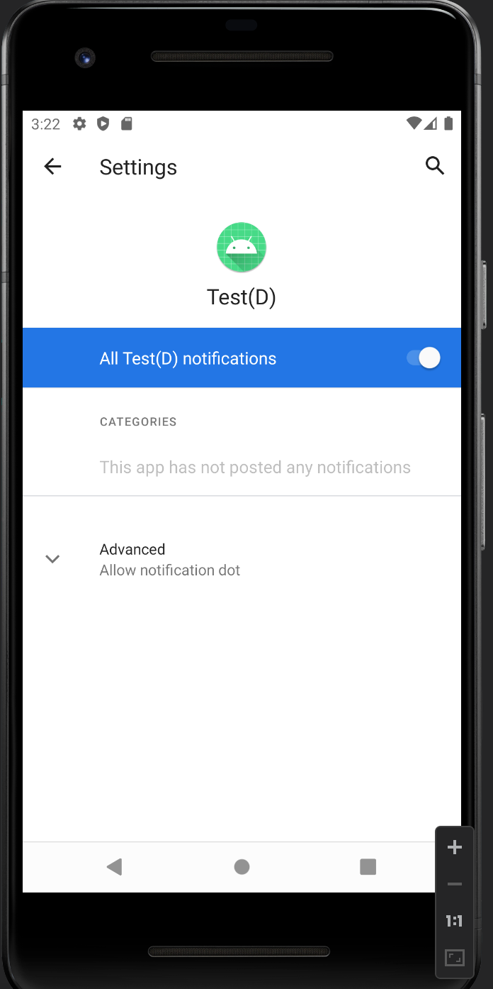 원하는 테스트 앱의 push notification을 확인한다.
